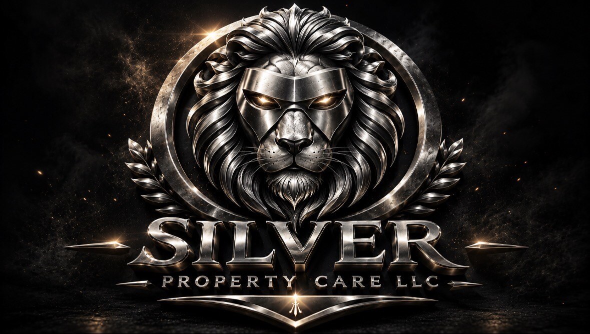 Official Silver Property Care LLC armored lion logo